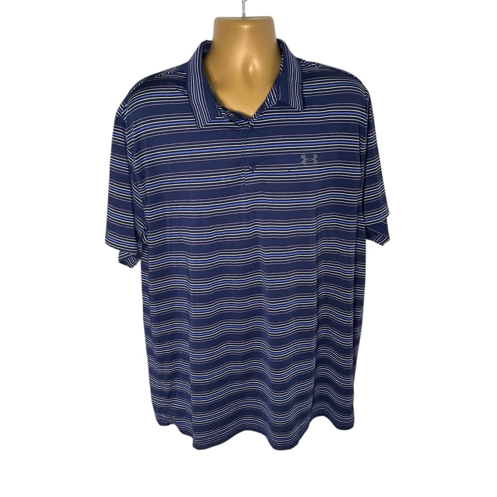 Under Armour Men’s Playoff Polo Navy Stripe 2XL